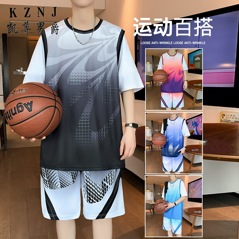 12100756.2025夏季新款青少年速干冰丝背心套装篮球服套装运动套装3