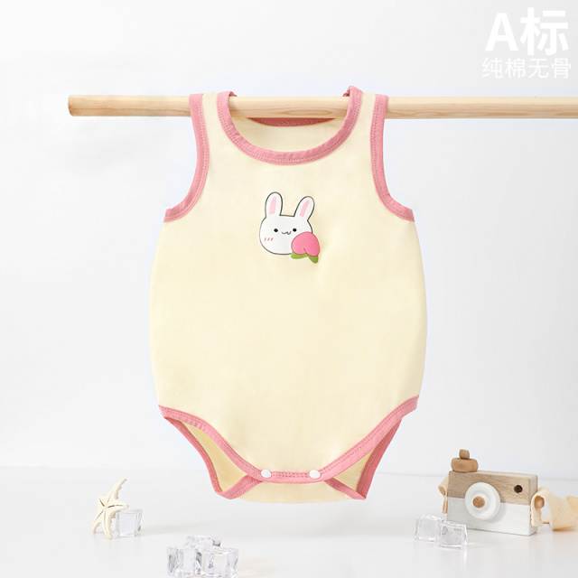 12101138.木木屋正品婴儿背心包屁衣宝宝夏薄款无袖哈衣幼儿莫代尔三角连体衣爬服超萌
