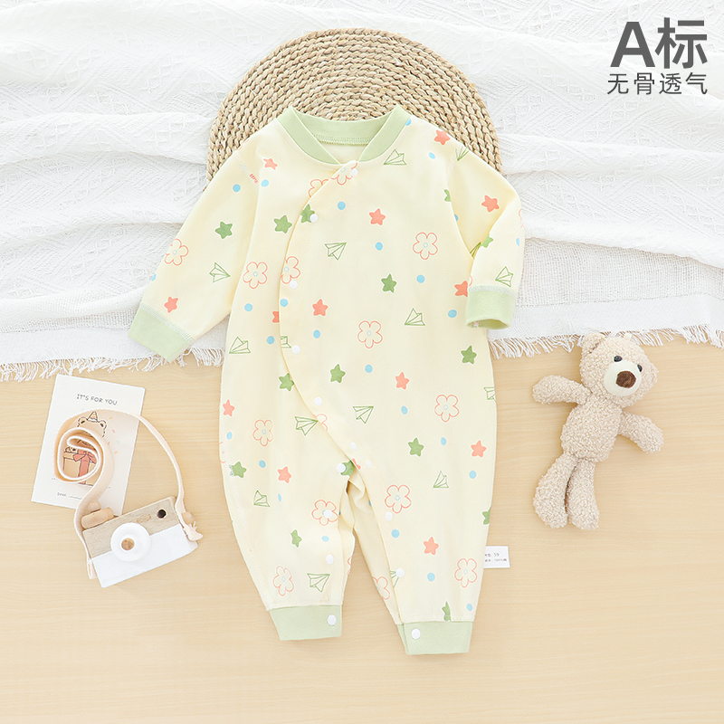 12101184.木木屋正品婴儿衣服春秋连体衣纯棉春夏睡衣宝宝爬服新生哈衣内衣男长袖超萌家居空调服清完不补