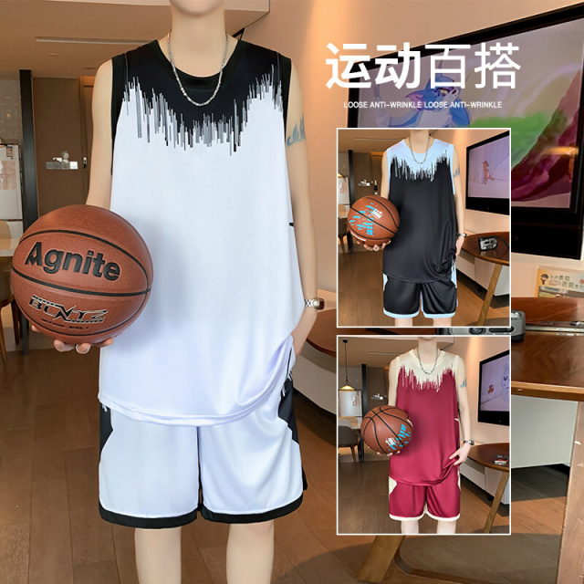 12101241.2025夏季新款青少年速干冰丝背心套装篮球服套装运动套装