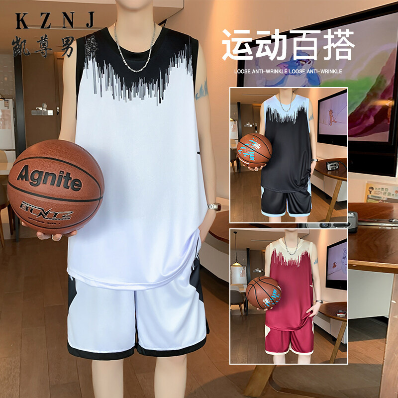 12100741.2025夏季新款青少年速干冰丝背心套装篮球服套装运动套装2