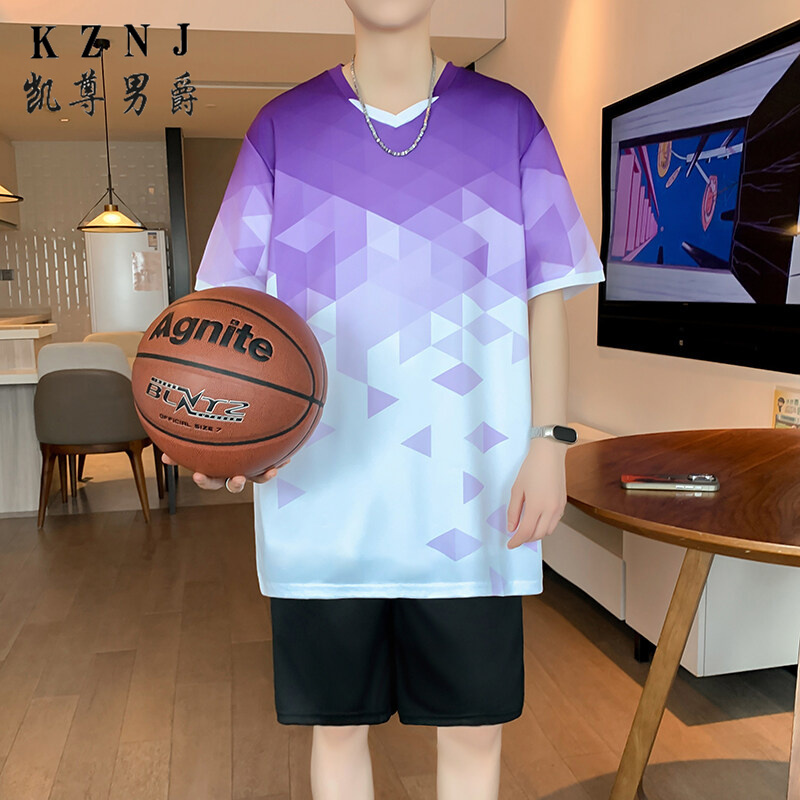 12100757.2025夏季新款青少年速干冰丝短袖套装篮球服运动套装2