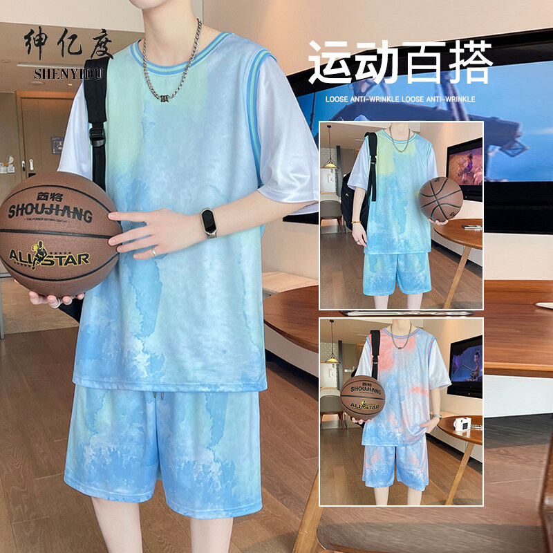 12101248.2025夏季新款青少年速干冰丝背心套装篮球服套装运动套装