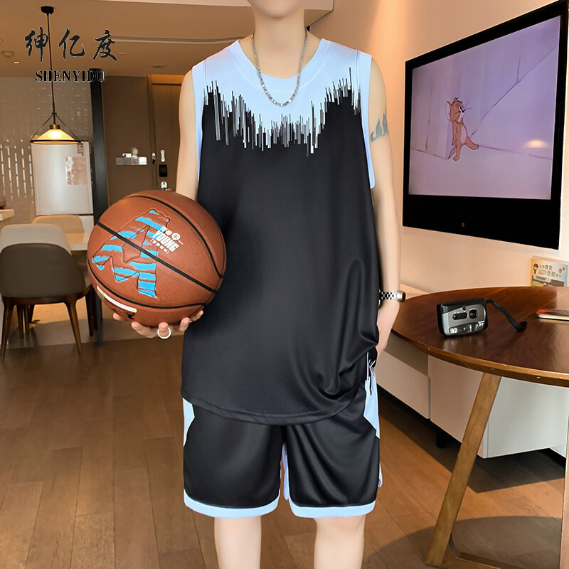12101241.2025夏季新款青少年速干冰丝背心套装篮球服套装运动套装