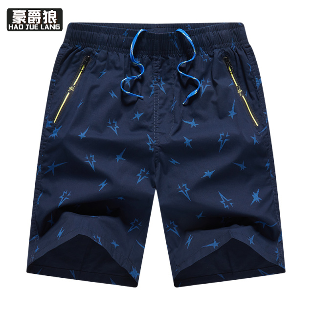 12108386.男士夏季休闲五分裤工装短裤纯棉个性印花中裤薄款凉感沙滩裤子男