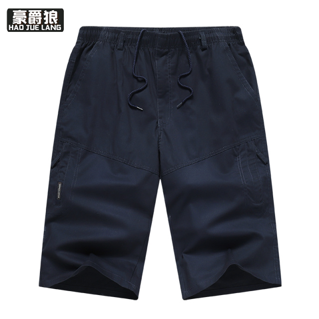 12108409.夏季男士休闲七分裤中老年工装过膝六分短裤纯棉马裤薄款中裤