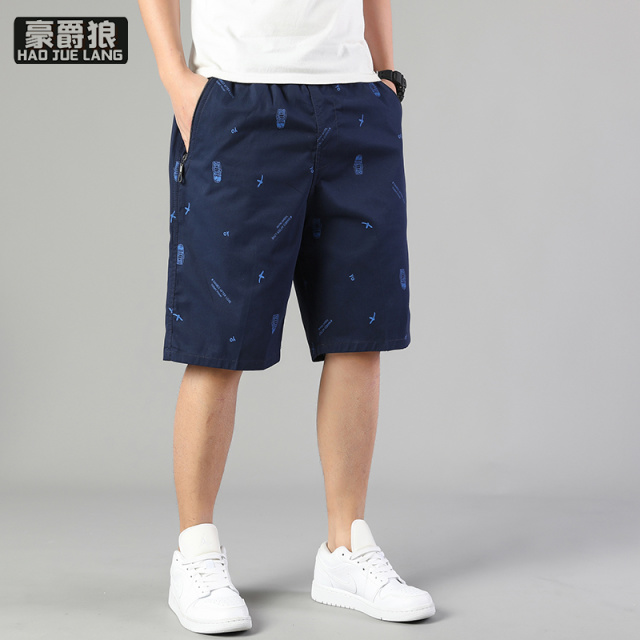 12108395.夏季纯棉薄款工装短裤男宽松五分裤中年爸爸装休闲运动中裤沙滩裤