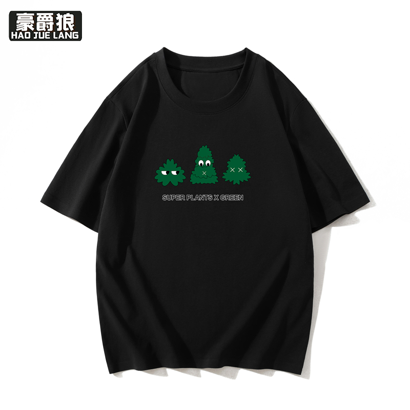 12108419.时尚百搭青少年夏季新款重磅230克高品质纯棉圆领短袖T恤