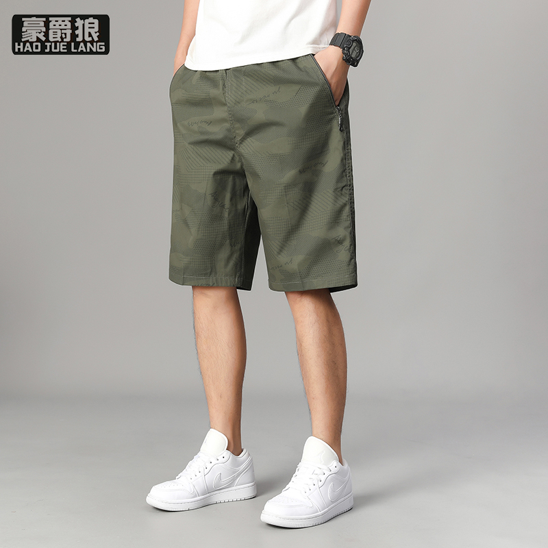 12108402.休闲短裤男士夏季宽松直筒五分裤运动多口袋工装裤子男五分裤男装