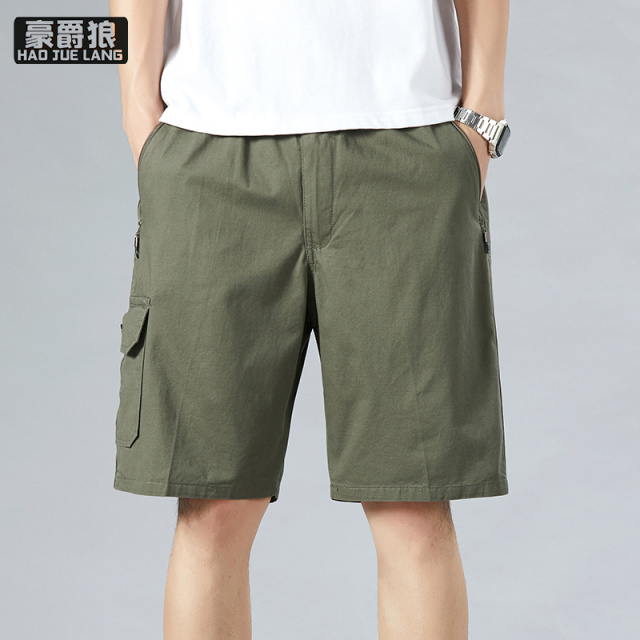 12108450.纯棉男士休闲短裤夏季潮流宽松直筒五分裤潮牌百搭工装裤子简约风
