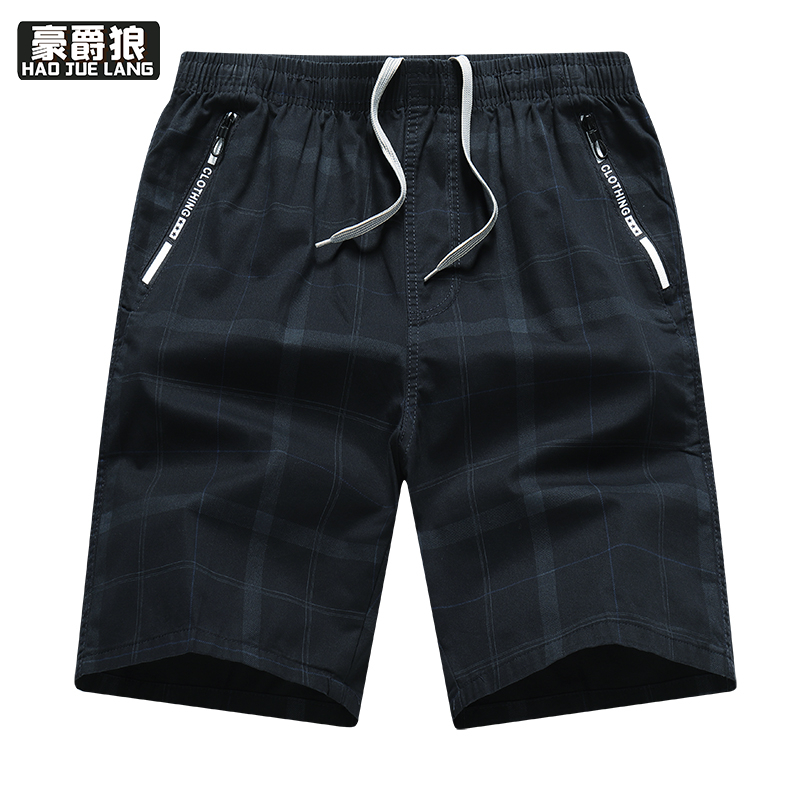 12108392.新款夏季格子短裤男士宽松休闲潮条纹五分裤速干透气薄款裤子
