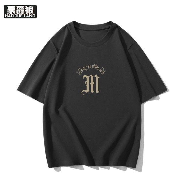 12108447.青少年纯棉短袖T恤夏季男孩初高中生百搭时尚潮流休闲运动青春帅