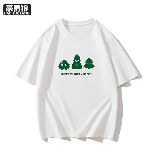 12108419.时尚百搭青少年夏季新款重磅230克高品质纯棉圆领短袖T恤