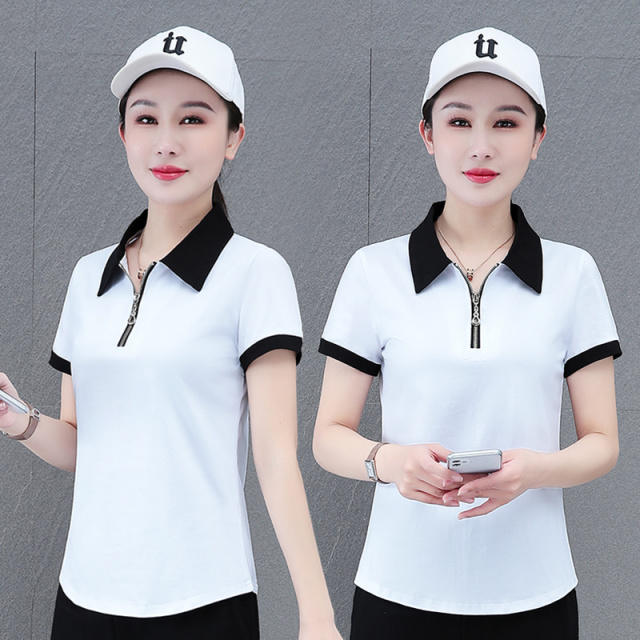 12112294.7-CY夏季上新女式半拉链翻领气质时髦百搭短袖T恤【7-CY女装XJ】