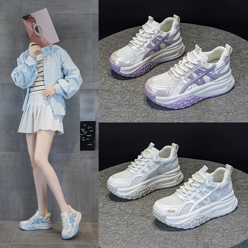 12111262.保罗盖帝夏季新款厚底阿甘鞋女轻便透气时尚百搭休闲运动增高鞋