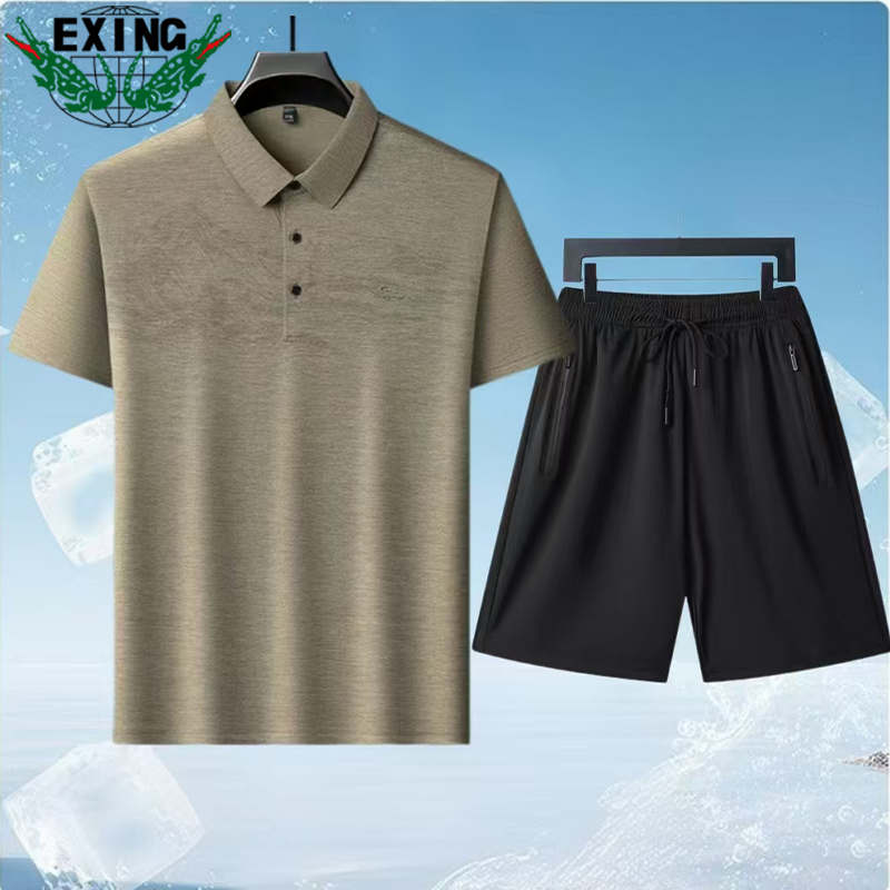 12646079.EXING男式时尚迪桑特冰丝POLO衫套装