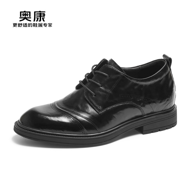 12202539.奥康男鞋春秋新款真皮舒适增高6cm商务休闲皮鞋百搭时尚内增高男士正装皮鞋