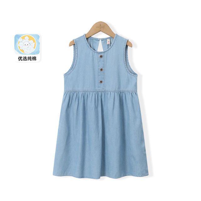 12154200.【水洗全棉】女童牛仔连衣裙25夏季新款轻薄透气儿童无袖背心裙