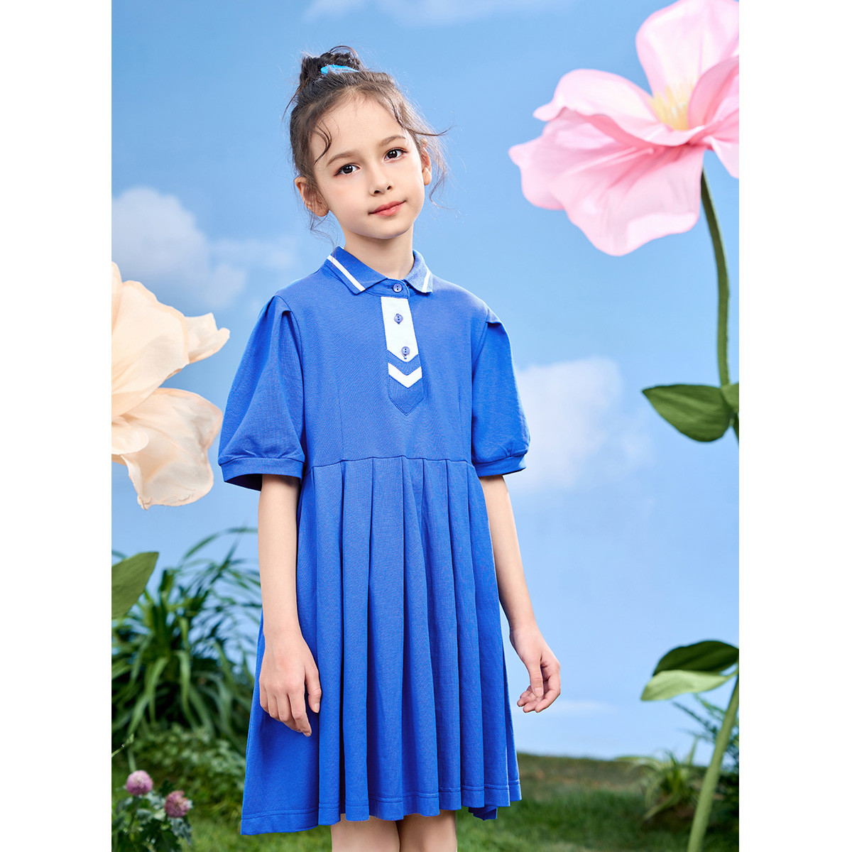 12154245.女童夏季连衣裙学院风网球运动休闲polo裙
