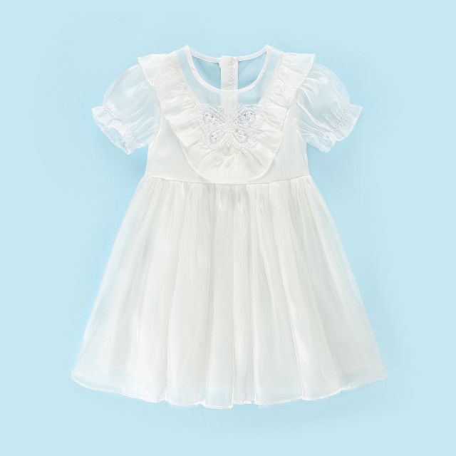 12154178.【蝴蝶刺绣公主裙】夏季女童新款泡泡袖仙女连衣裙中大童洋气裙子