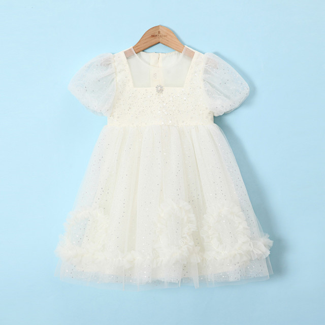 12154477.女童连衣裙夏季甜美公主礼服裙儿童网纱拼接蛋糕裙中大童蓬蓬裙子