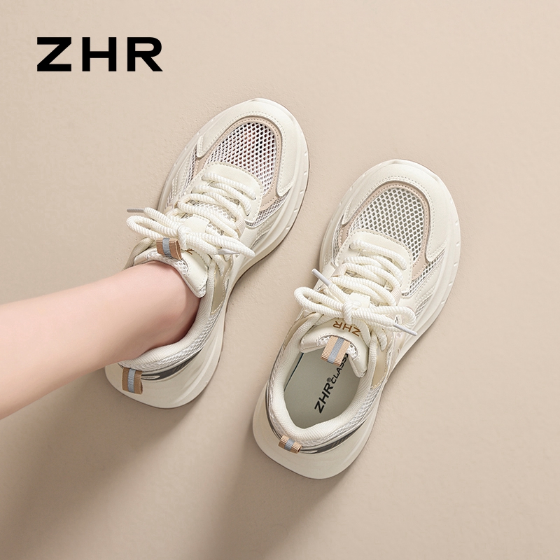 12735885.【ZHR则则】阿甘鞋圆头系带厚底女鞋[PU+网布]