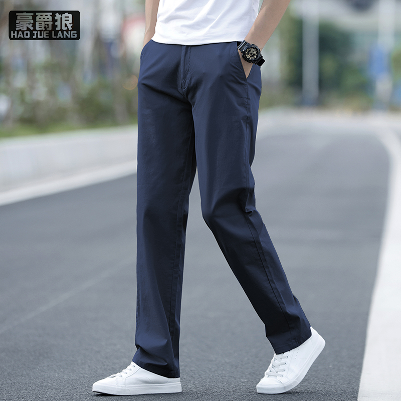 12167531.夏季休闲裤男宽松直筒纯棉长裤男士中年商务爸爸裤子春夏新款