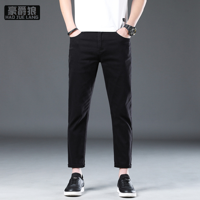 12167601.夏季超薄款弹力直筒修身九分牛仔裤男士高端时尚百搭小个子9分裤