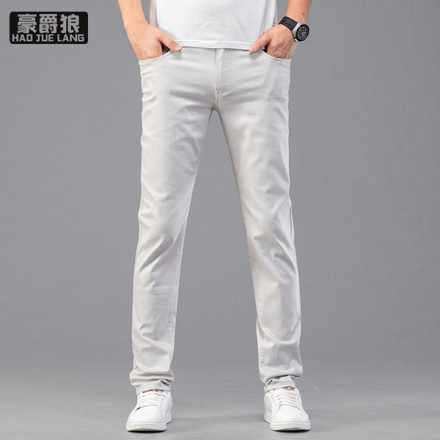 12167585.薄款男士牛仔裤男款新款夏季修身直筒弹力潮流休闲长裤子男