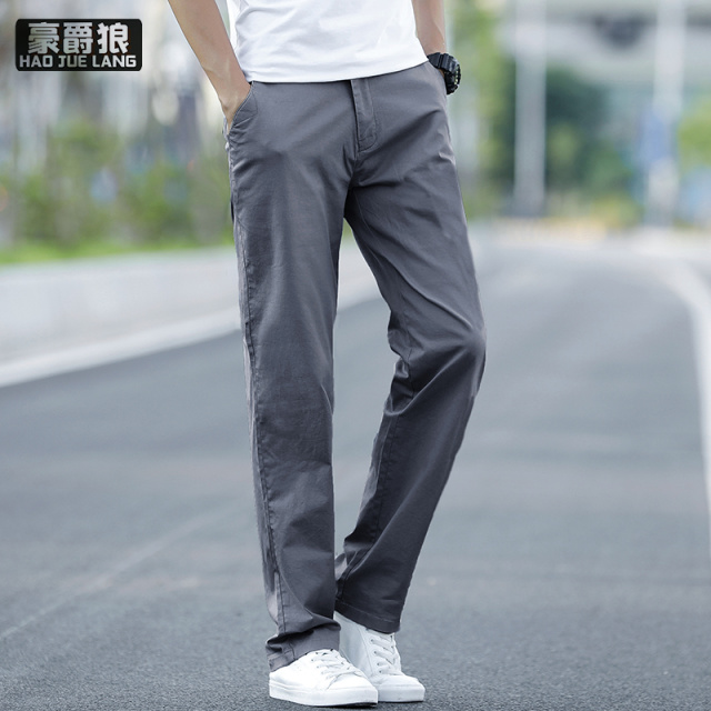 12167531.夏季休闲裤男宽松直筒纯棉长裤男士中年商务爸爸裤子春夏新款