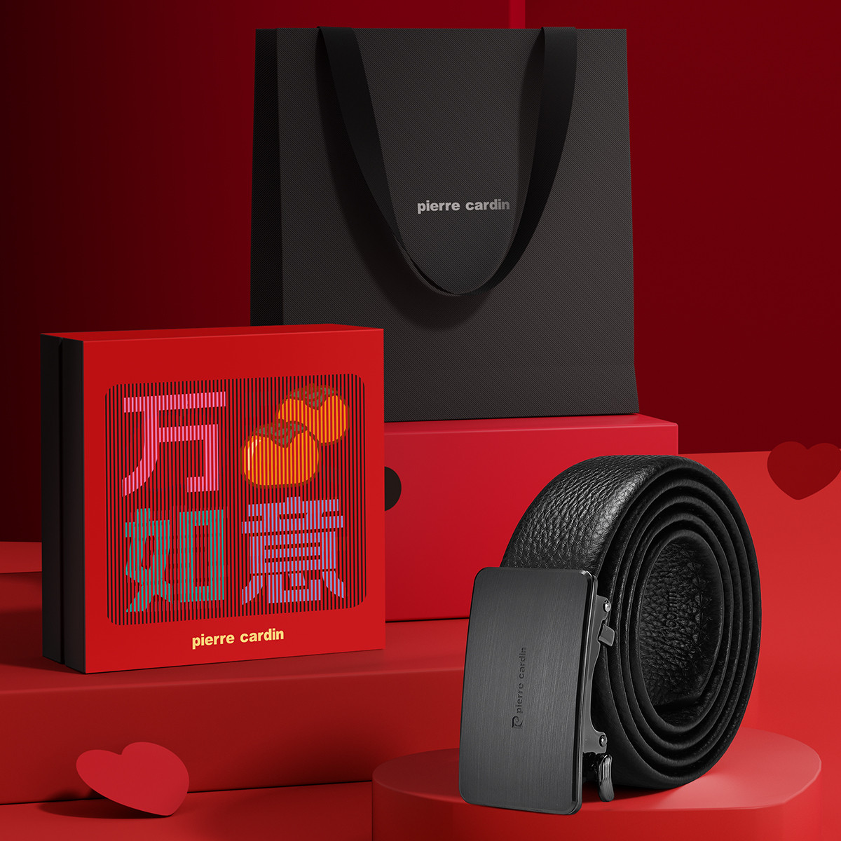12185714.皮尔·卡丹男士皮带时尚商务男腰带头层牛皮裤带送老公新年/情人节礼物