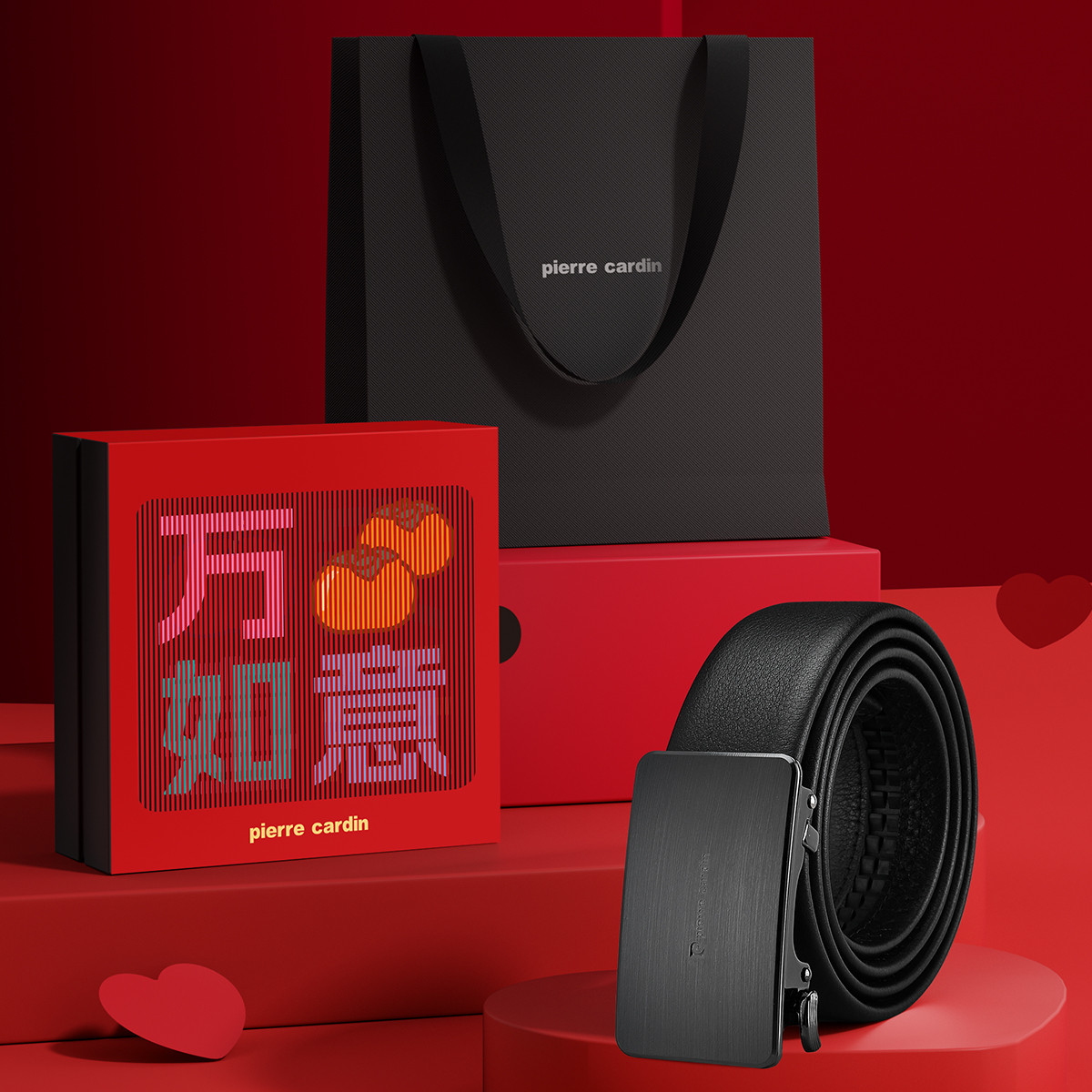 12176229.皮尔·卡丹男士皮带百搭腰带头层牛皮自动扣商务裤带送老公新年/情人节礼物