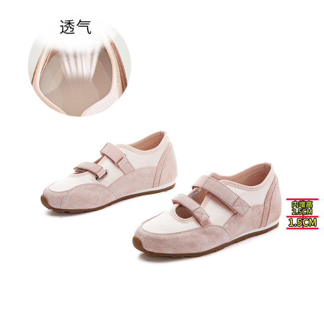 12192509.墨斯本内增高2.5cm玛丽珍鞋女夏季新款平底魔术贴休闲鞋女芭蕾单鞋