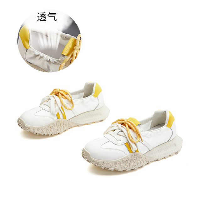 12192513.墨斯本真皮阿甘鞋女夏季新款休闲百搭鞋子女厚底运动鞋透气德训鞋女
