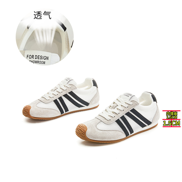 12192502.墨斯本真皮阿甘鞋女款新款夏爆款薄真皮网面透气休闲运动德训鞋平底