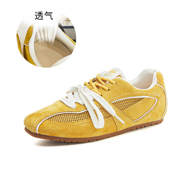 12192492.墨斯本乌拉草猪皮鞋垫复古德训鞋女夏季新款女鞋休闲百搭真皮阿甘鞋