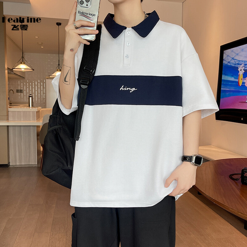 12198081.飞零2026新款珠地棉学院风POLO衫2025青少年初高中学生短袖T恤