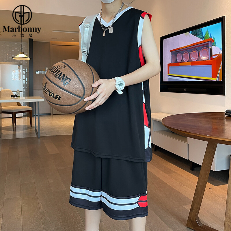 12200875.玛波尼2026夏季新款青少年中学生定制篮球服套装背心运动服班服一套