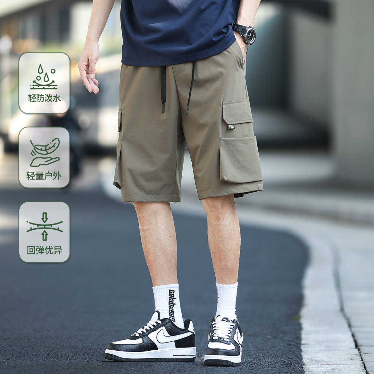 12205940.布衣传说【多袋工装】贴袋机能工装直筒五分裤户外山系轻薄休闲男式短裤
