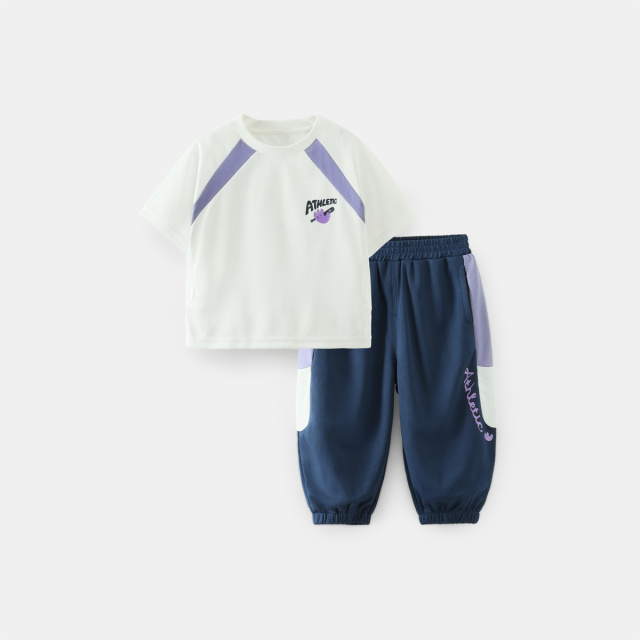 12209862.[吸湿速干]齐齐熊男童夏装套装儿童运动服宝宝夏季薄潮短袖九分裤