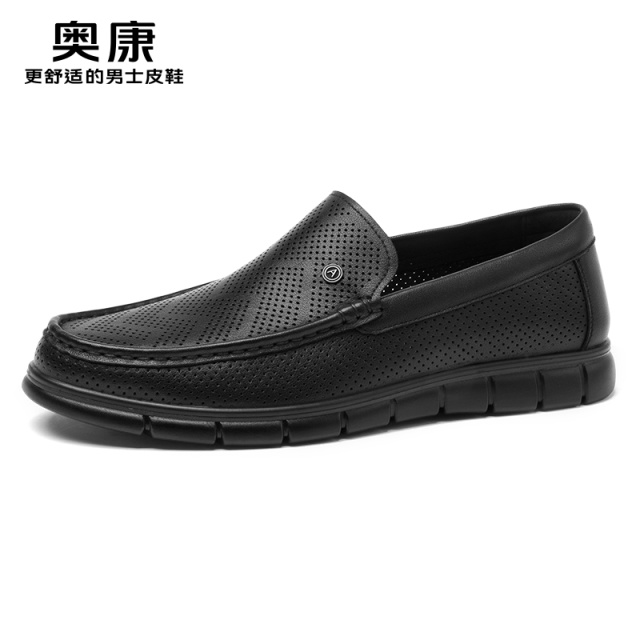 12218949.奥康男鞋秋季新款透气镂空豆豆鞋商务休闲平底男士豆豆鞋