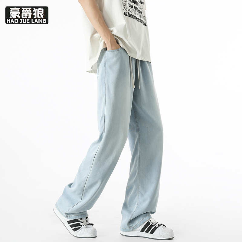 12211641.莱赛尔牛仔裤男夏季薄款直筒宽松柔软舒适休闲日常百搭裤子