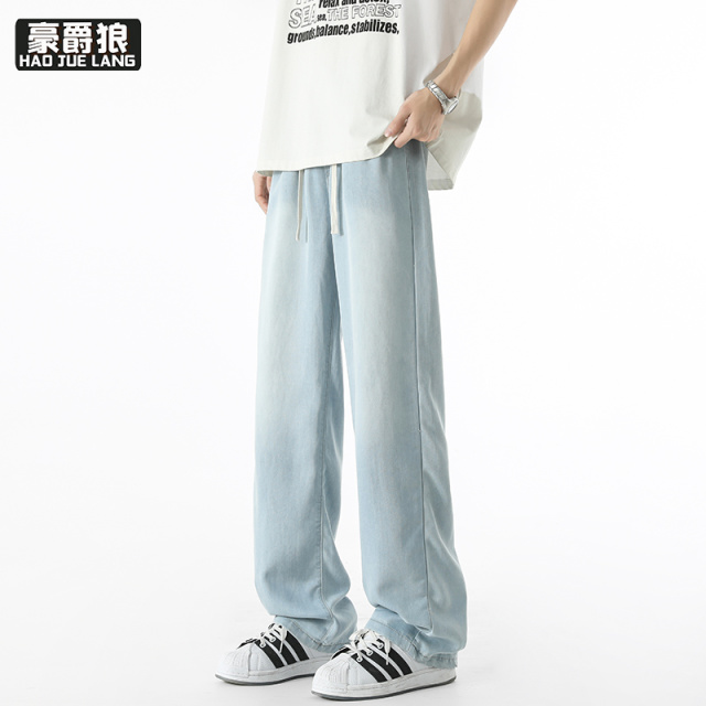 12211641.莱赛尔牛仔裤男夏季薄款直筒宽松柔软舒适休闲日常百搭裤子