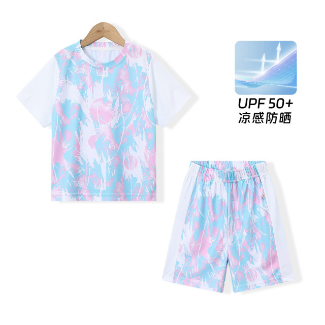12219851.女童篮球服比赛足球服夏季户外运动套装防晒冰感男童快干训练服