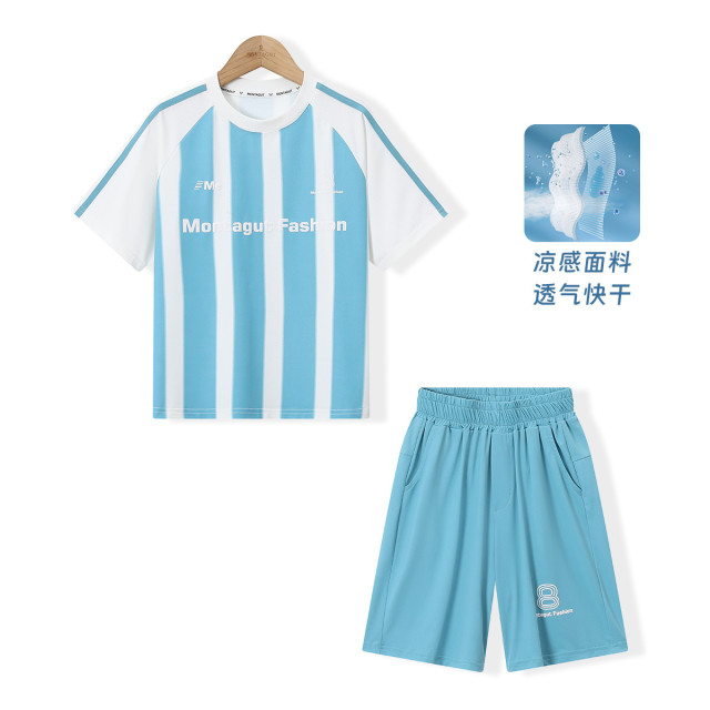 12219591.【冰丝快干运动套装】男童足球服2025夏季薄款轻薄透气两件套
