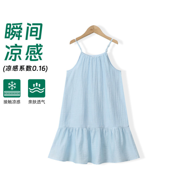 12220520.【法式立体蝴蝶结吊带连衣裙】女童夏季新款宽松显瘦度假风沙滩裙