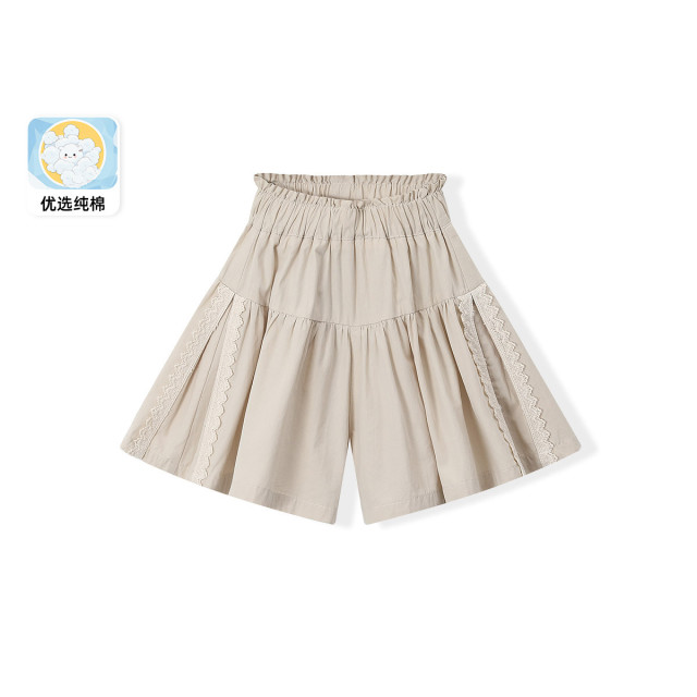 12219589.【水洗全棉】女童短裤夏季薄款轻薄透气高腰显瘦中大童大摆裙裤