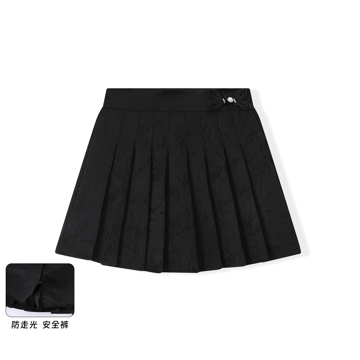 12220498.【新中式提花半身裙】女童2025秋装国风防走光百褶高腰A字裙
