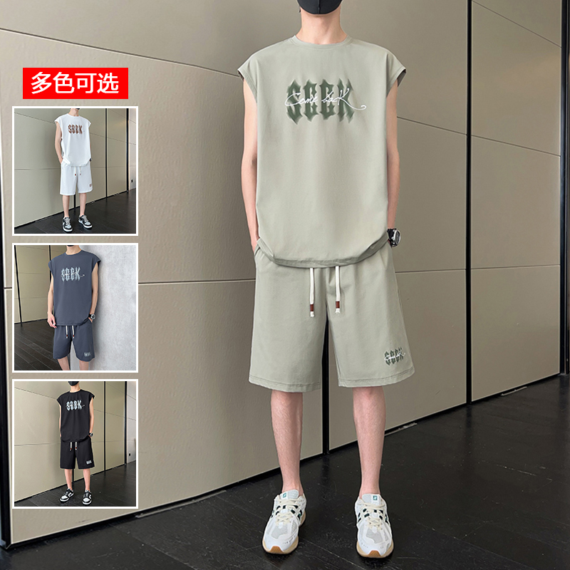 12224774.衣仕梵夏季新款男式潮牌运动背心透气套装【衣仕梵男装XJ】