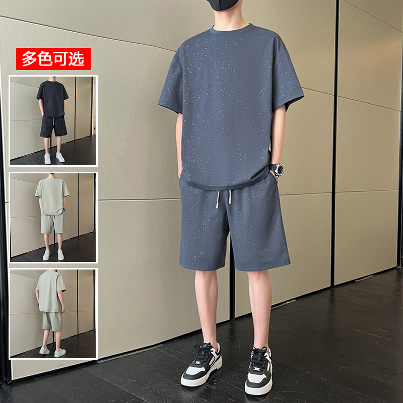 12224764.衣仕梵夏季新款男式基础款满天星休闲五分裤套装【衣仕梵男装XJ】